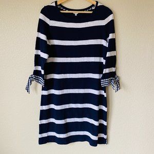 Crown & Ivy Navy White Stripped Nautical Summer Cotton Tunic Shift Dress